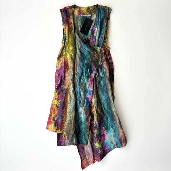 Bryn Walker Nwt Zen Taffeta Nebulosa Sleeveless V Neck Asymmetrical Hem Vest - Picture 1 of 4